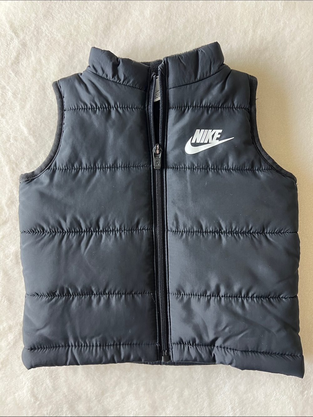 Baby Nike Black Quilted Puffer Vest with White Logo